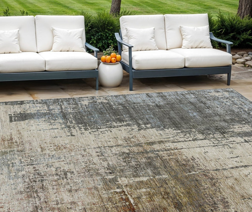 HomeRoots 9' Abstract Washable Indoor Outdoor Area Rug in Beige, Brown, and Gray – Durable, Stylish, Easy-Care Design 9' X 12' 587318