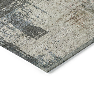 Homeroots 3' Stylish Abstract Beige Brown Gray Washable Area Rug For Indoor Outdoor Living Spaces 9' X 12' Polyester 587318