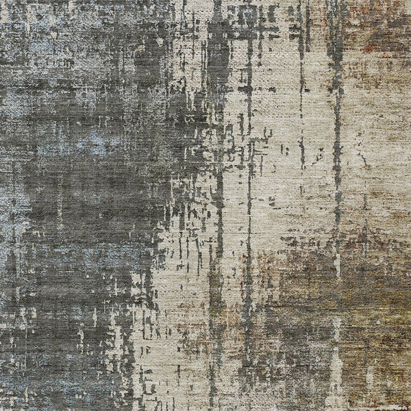 Homeroots 3' Stylish Abstract Beige Brown Gray Washable Area Rug For Indoor Outdoor Living Spaces 9' X 12' Polyester 587318