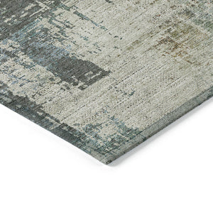 Homeroots 3' Stylish Abstract Beige Brown Gray Washable Area Rug For Indoor Outdoor Living Spaces 3' X 5' Polyester 587320
