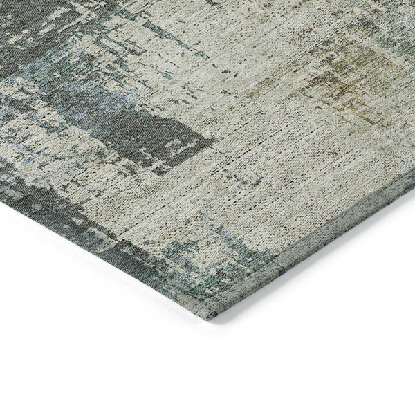 Homeroots 3' Stylish Abstract Beige Brown Gray Washable Area Rug For Indoor Outdoor Living Spaces 3' X 5' Polyester 587320