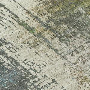 Homeroots 3' Stylish Abstract Beige Brown Gray Washable Area Rug For Indoor Outdoor Living Spaces 8' Round Polyester 587322