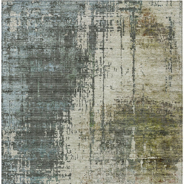 Homeroots 3' Stylish Abstract Beige Brown Gray Washable Area Rug For Indoor Outdoor Living Spaces 8' X 10' Polyester 587323