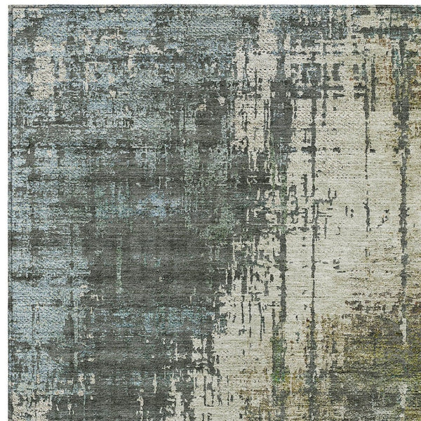 Homeroots 3' Stylish Abstract Beige Brown Gray Washable Area Rug For Indoor Outdoor Living Spaces 8' X 10' Polyester 587323
