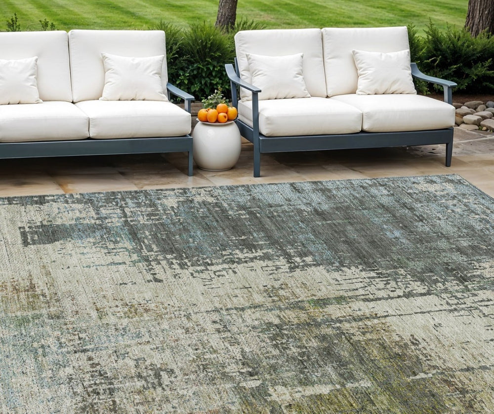 HomeRoots 9' Sage Beige and Brown Abstract Area Rug - Durable, Washable, Indoor/Outdoor Decor for Every Space 9' X 12' 587324