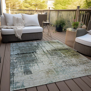 Homeroots 3' Stylish Abstract Beige Brown Gray Washable Area Rug For Indoor Outdoor Living Spaces 9' X 12' Polyester 587324