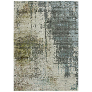 Homeroots 3' Stylish Abstract Beige Brown Gray Washable Area Rug For Indoor Outdoor Living Spaces 10' X 14' Polyester 587325