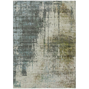 HomeRoots 5' Stylish Sage Beige and Brown Abstract Washable Area Rug for Indoor and Outdoor Comfort 10' X 14' 587325
