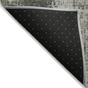 Homeroots 3' Stylish Abstract Beige Brown Gray Washable Area Rug For Indoor Outdoor Living Spaces 3' X 5' Polyester 587326