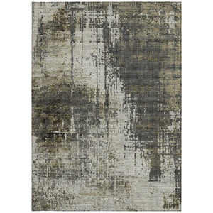 Homeroots 3' Stylish Abstract Beige Brown Gray Washable Area Rug For Indoor Outdoor Living Spaces 5' X 8' Polyester 587327