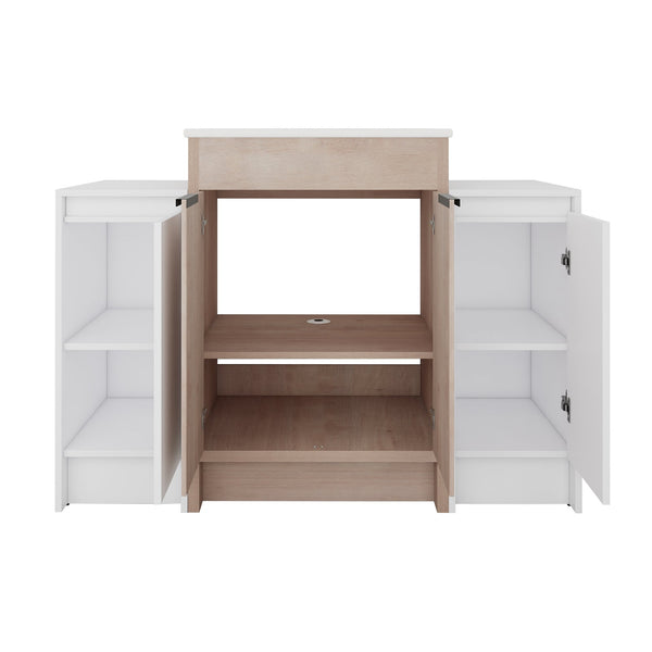 English Elm 48 Inch Freestanding Bathroom Vanity With Ceramic Sink, Adjustable Shelves & Soft-Close Doors W999S00312
