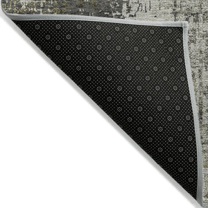 Homeroots 3' Stylish Abstract Beige Brown Gray Washable Area Rug For Indoor Outdoor Living Spaces 9' X 12' Polyester 587330