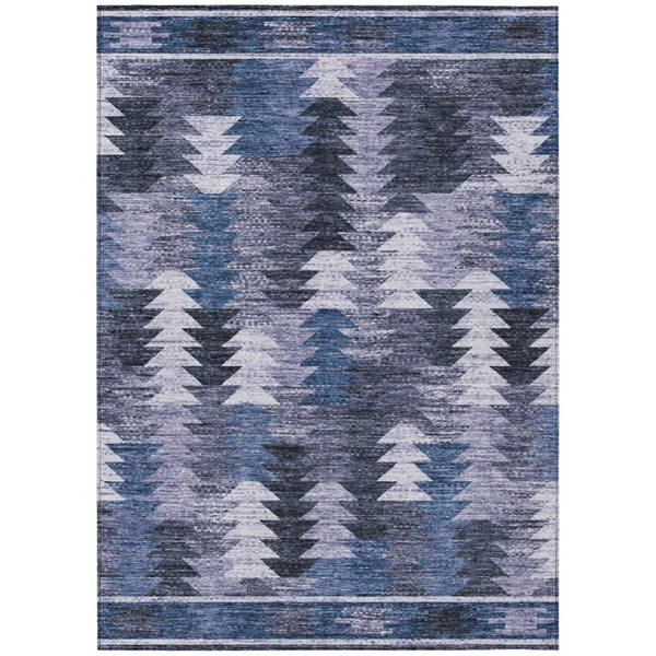 HomeRoots 9' Southwestern Washable Indoor Outdoor Area Rug in Navy and Sky Blue – Durable, Stylish, Versatile Decor 9' X 12' 587336