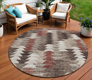 Homeroots 3' Navy Blue And Sky Blue Southwestern Washable Area Rug For Stylish Indoor Or Outdoor Spaces 8' Round Polyester 587340