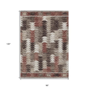 Homeroots 3' Navy Blue And Sky Blue Southwestern Washable Area Rug For Stylish Indoor Or Outdoor Spaces 8' X 10' Polyester 587341