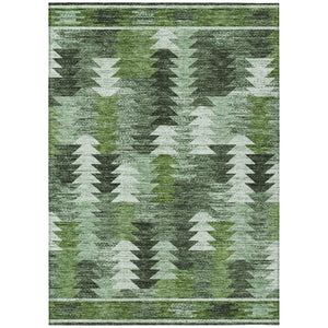 HomeRoots 5' Olive Green and Fern Southwestern Area Rug - Stylish, Durable, Washable for Indoor & Outdoor Use 5' X 8' 587345