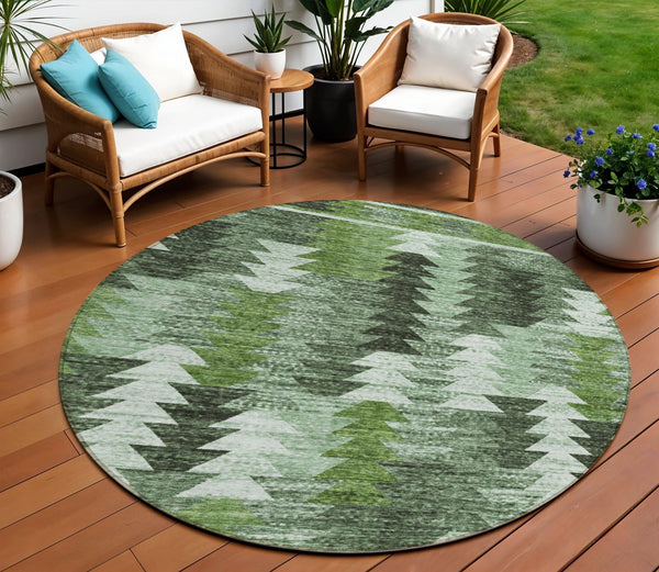 Homeroots 3' Navy Blue And Sky Blue Southwestern Washable Area Rug For Stylish Indoor Or Outdoor Spaces 8' Round Polyester 587346