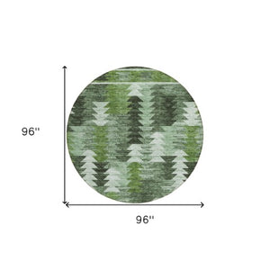 Homeroots 3' Navy Blue And Sky Blue Southwestern Washable Area Rug For Stylish Indoor Or Outdoor Spaces 8' Round Polyester 587346