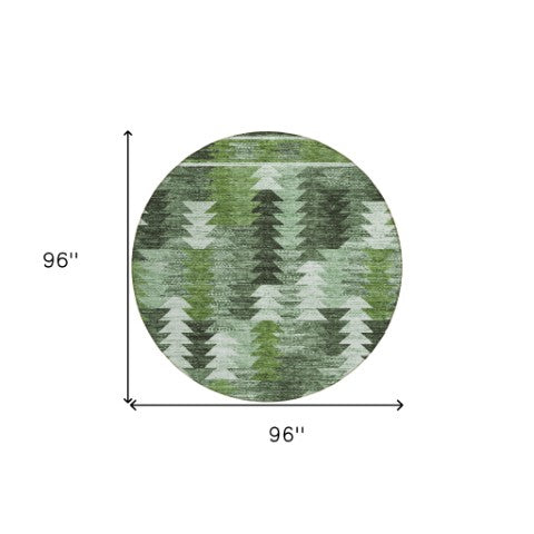 Homeroots 3' Navy Blue And Sky Blue Southwestern Washable Area Rug For Stylish Indoor Or Outdoor Spaces 8' Round Polyester 587346