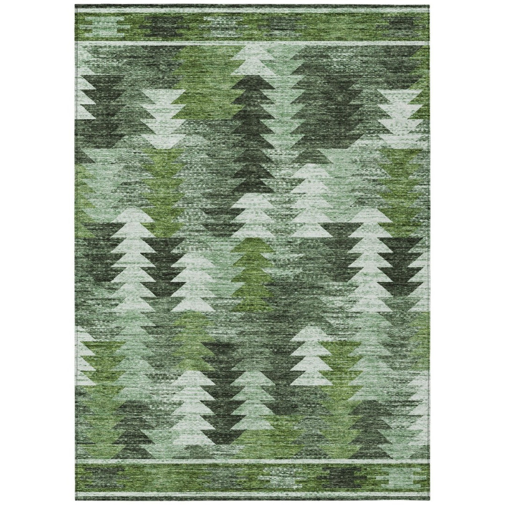 HomeRoots 5' Olive Green and Fern Southwestern Area Rug - Stylish, Durable, Washable for Indoor & Outdoor Use 8' X 10' 587347