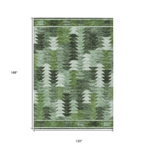 Homeroots 3' Navy Blue And Sky Blue Southwestern Washable Area Rug For Stylish Indoor Or Outdoor Spaces 10' X 14' Polyester 587349