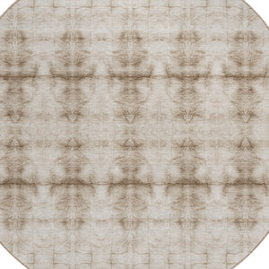 Homeroots 3' Beige Taupe & Tan Geometric Washable Area Rug – Perfect For Indoor & Outdoor Spaces, Durable Design 8' Round Polyester 587352