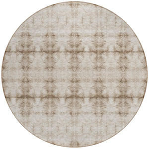 Homeroots 3' Beige Taupe & Tan Geometric Washable Area Rug – Perfect For Indoor & Outdoor Spaces, Durable Design 8' Round Polyester 587352