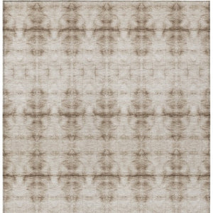 Homeroots 3' Beige Taupe & Tan Geometric Washable Area Rug – Perfect For Indoor & Outdoor Spaces, Durable Design 8' X 10' Polyester 587353