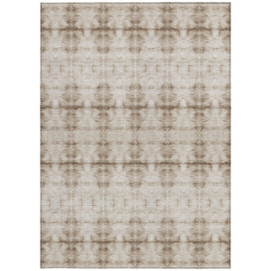 Homeroots 3' Beige Taupe & Tan Geometric Washable Area Rug – Perfect For Indoor & Outdoor Spaces, Durable Design 8' X 10' Polyester 587353
