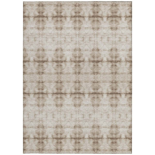 Homeroots 3' Beige Taupe & Tan Geometric Washable Area Rug – Perfect For Indoor & Outdoor Spaces, Durable Design 8' X 10' Polyester 587353