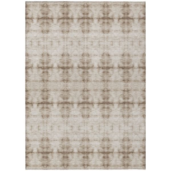 Homeroots 3' Beige Taupe & Tan Geometric Washable Area Rug – Perfect For Indoor & Outdoor Spaces, Durable Design 8' X 10' Polyester 587353