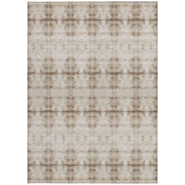Homeroots 3' Beige Taupe & Tan Geometric Washable Area Rug – Perfect For Indoor & Outdoor Spaces, Durable Design 9' X 12' Polyester 587354