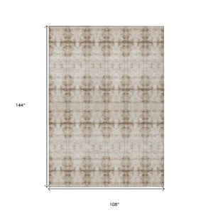 Homeroots 3' Beige Taupe & Tan Geometric Washable Area Rug – Perfect For Indoor & Outdoor Spaces, Durable Design 9' X 12' Polyester 587354