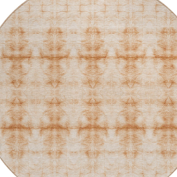 Homeroots 3' Beige Taupe & Tan Geometric Washable Area Rug – Perfect For Indoor & Outdoor Spaces, Durable Design 8' Round Polyester 587370