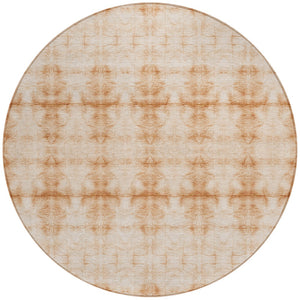Homeroots 3' Beige Taupe & Tan Geometric Washable Area Rug – Perfect For Indoor & Outdoor Spaces, Durable Design 8' Round Polyester 587370