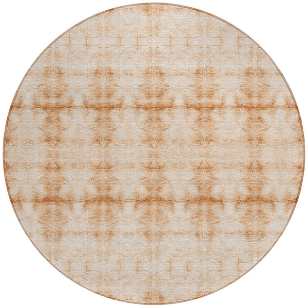 Homeroots 3' Beige Taupe & Tan Geometric Washable Area Rug – Perfect For Indoor & Outdoor Spaces, Durable Design 8' Round Polyester 587370