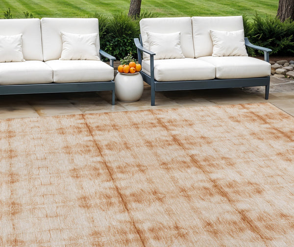 Homeroots 3' Beige Taupe & Tan Geometric Washable Area Rug – Perfect For Indoor & Outdoor Spaces, Durable Design 8' X 10' Polyester 587371