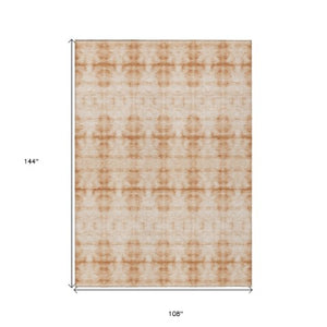 Homeroots 3' Beige Taupe & Tan Geometric Washable Area Rug – Perfect For Indoor & Outdoor Spaces, Durable Design 9' X 12' Polyester 587372