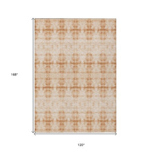 Homeroots 3' Beige Taupe & Tan Geometric Washable Area Rug – Perfect For Indoor & Outdoor Spaces, Durable Design 10' X 14' Polyester 587373