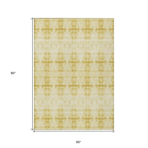 Homeroots 3' Beige Taupe & Tan Geometric Washable Area Rug – Perfect For Indoor & Outdoor Spaces, Durable Design 5' X 8' Polyester 587381