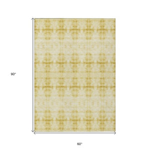 Homeroots 3' Beige Taupe & Tan Geometric Washable Area Rug – Perfect For Indoor & Outdoor Spaces, Durable Design 5' X 8' Polyester 587381