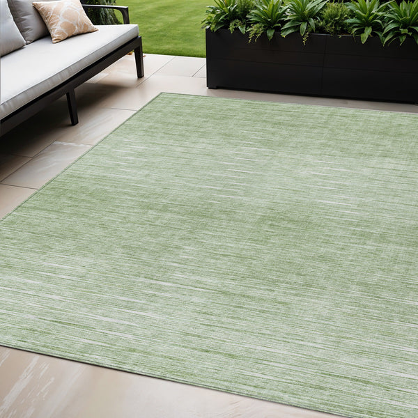 Homeroots 3' Artichoke Green Abstract Washable Area Rug - Ideal For Indoor And Outdoor Spaces, Stain Resistant 5' X 8' Polyester 587387