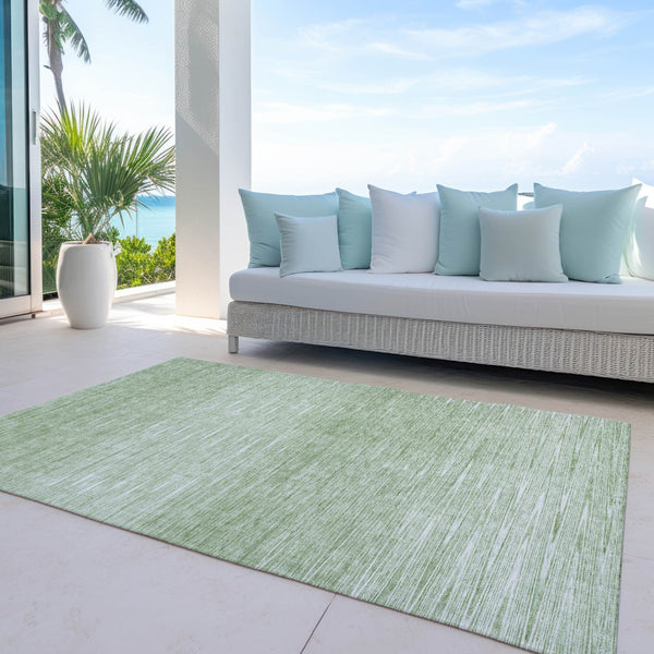 Homeroots 3' Artichoke Green Abstract Washable Area Rug - Ideal For Indoor And Outdoor Spaces, Stain Resistant 8' X 10' Polyester 587389