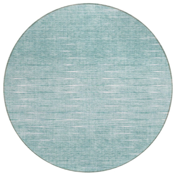 HomeRoots 5' Aqua and Ivory Abstract Area Rug - Stylish Washable Indoor/Outdoor Floor Covering for All Spaces 8' Round 587394