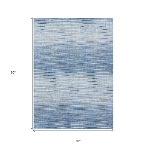 Homeroots 3' Artichoke Green Abstract Washable Area Rug - Ideal For Indoor And Outdoor Spaces, Stain Resistant 5' X 8' Polyester 587399