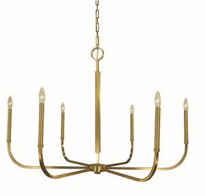 Framburg 6-light Elegant Manhattan Chandelier - Handcrafted Usa Design With Stylish Square Tubing And Chain Brushed Brass Metal 5874 Br