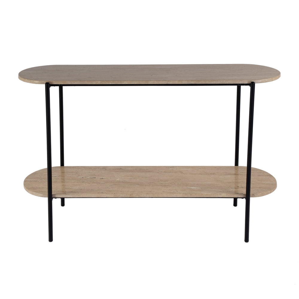 Butler Specialty Rinaldi 2-tier Console Table - Elegant Marble & Iron Design For Modern Living Spaces And Entryways Natural Iron,Travertine Marble And Mdf 5874025-butler