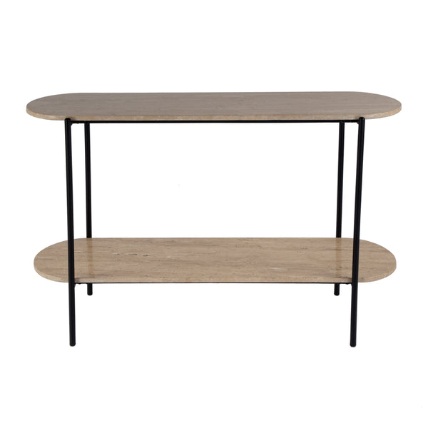Butler Specialty Rinaldi 2-tier Console Table - Elegant Marble & Iron Design For Modern Living Spaces And Entryways Natural Iron,Travertine Marble And Mdf 5874025-butler
