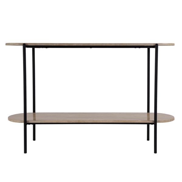 Butler Specialty Rinaldi 2-tier Console Table - Elegant Marble & Iron Design For Modern Living Spaces And Entryways Natural Iron,Travertine Marble And Mdf 5874025-butler