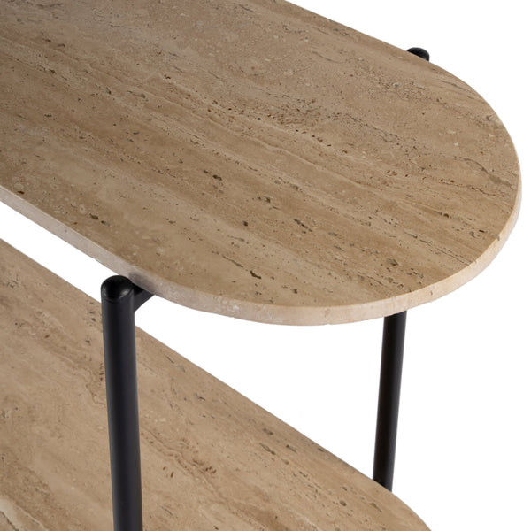 Butler Specialty Rinaldi 2-tier Console Table - Elegant Marble & Iron Design For Modern Living Spaces And Entryways Natural Iron,Travertine Marble And Mdf 5874025-butler